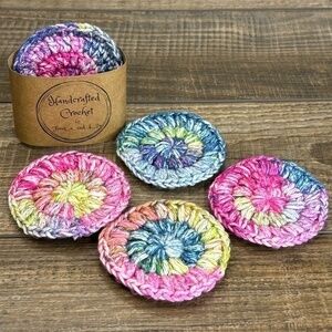 Handcrafted Crochet Face Round Makeup Remover Scrubbies Set Cotton Yarn